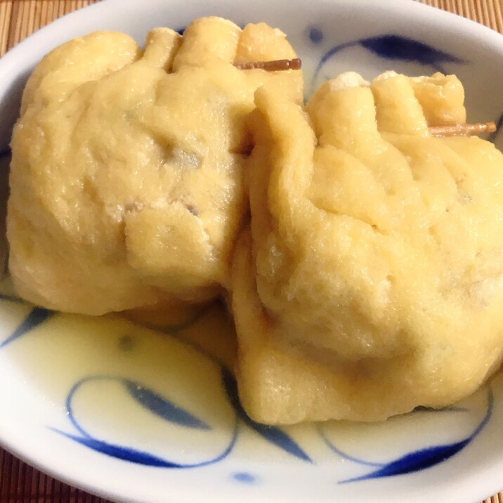 【夫婦のおつまみ】おでんの素で作る!油揚げ巾着